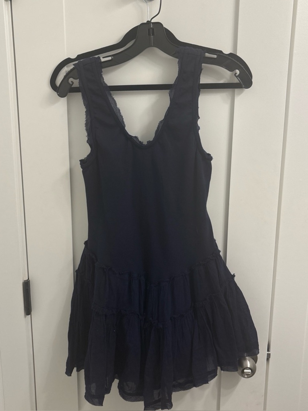 Free People Navy Blue Tiered Mini Dress